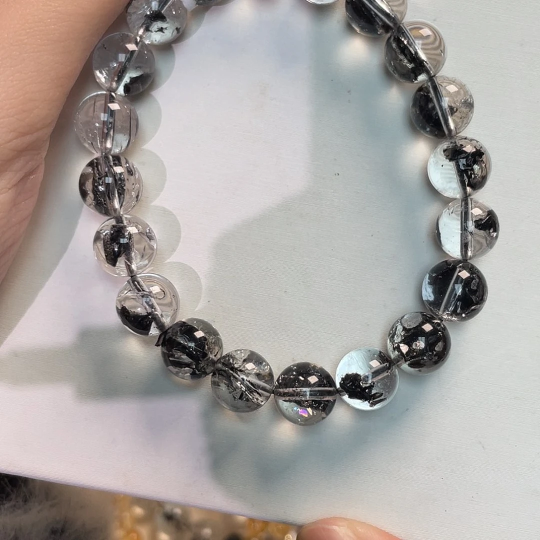未镶嵌手串水晶黑闪灵9.5mm手串sl821 215号