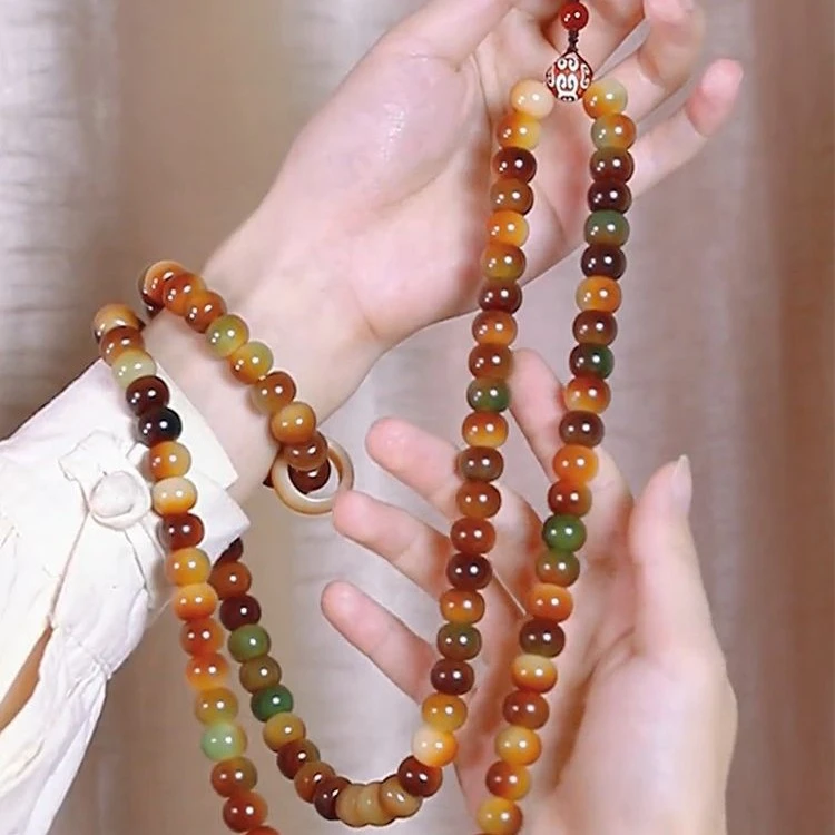 敦煌飞天菩提子文玩天然菩提根手串男女手錬项炼108颗佛珠念珠子