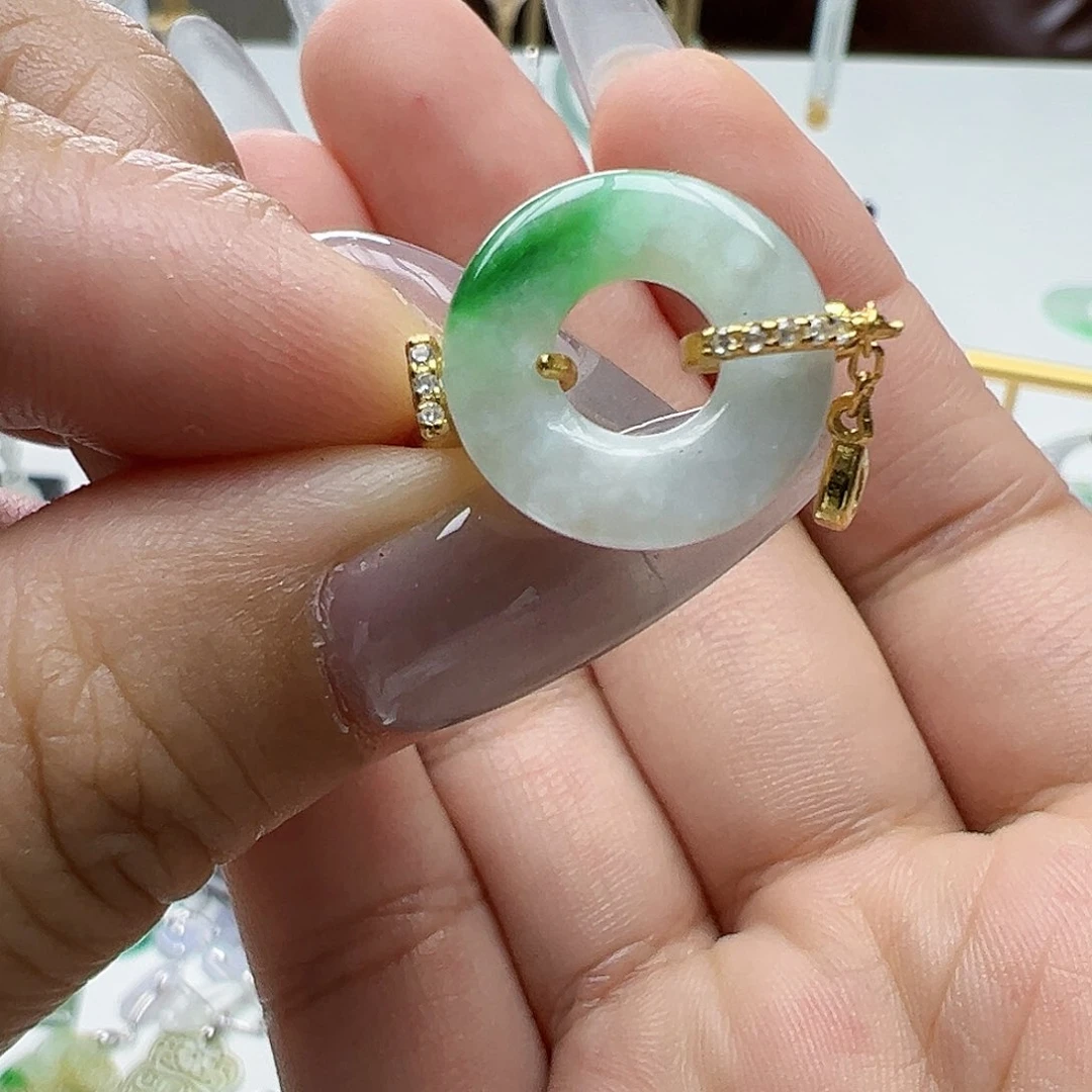 翡翠银S925镶嵌耳饰天然缅甸A货翡翠