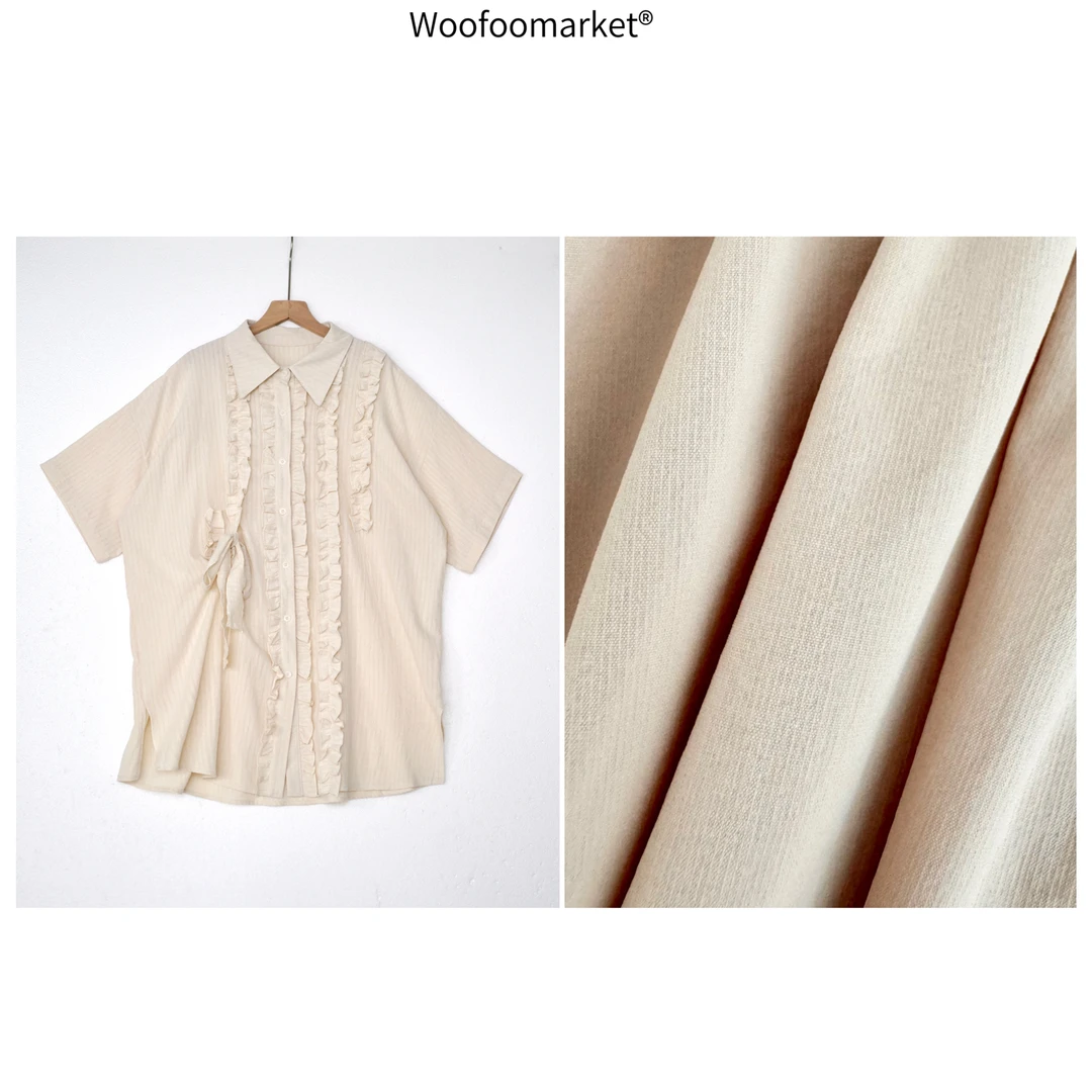 【海街日集】木耳边系蝴蝶结宽松中长款衬衣女夏季 CY769