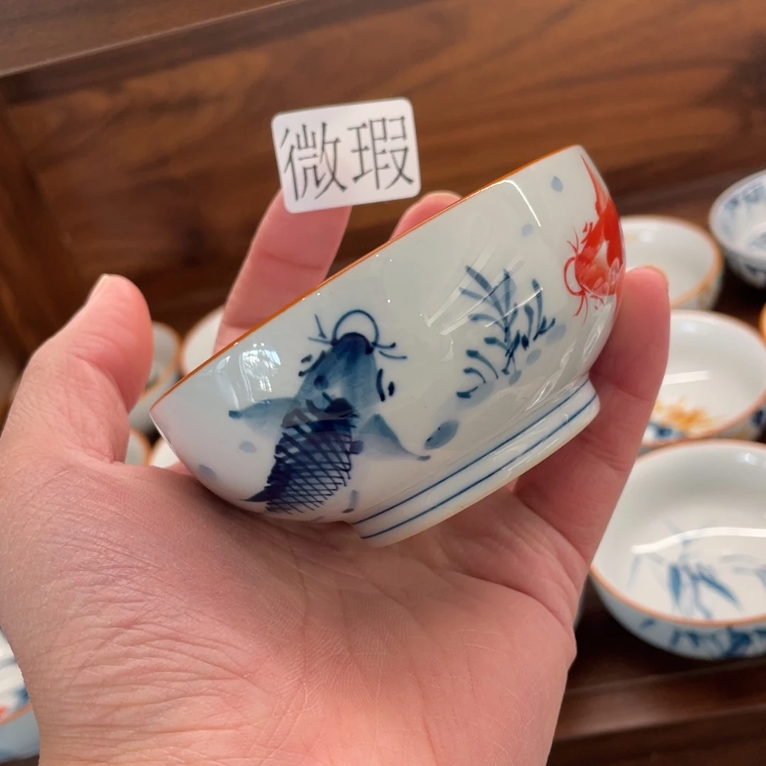 釉下手绘茶具微瑕