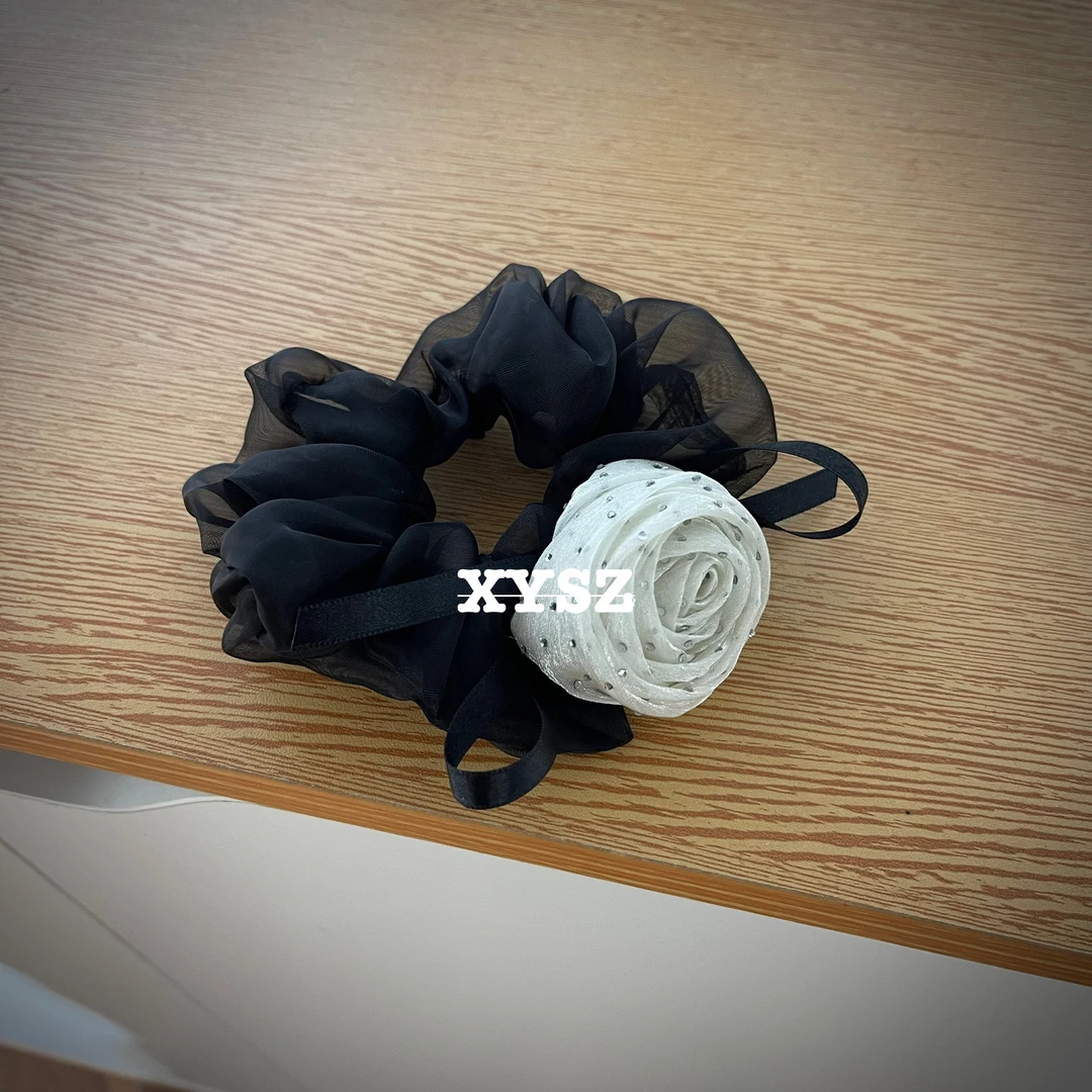 白玫瑰发圈轻职风日韩民族风甜美风发绳发圈皮筋头饰头绳芭蕾风