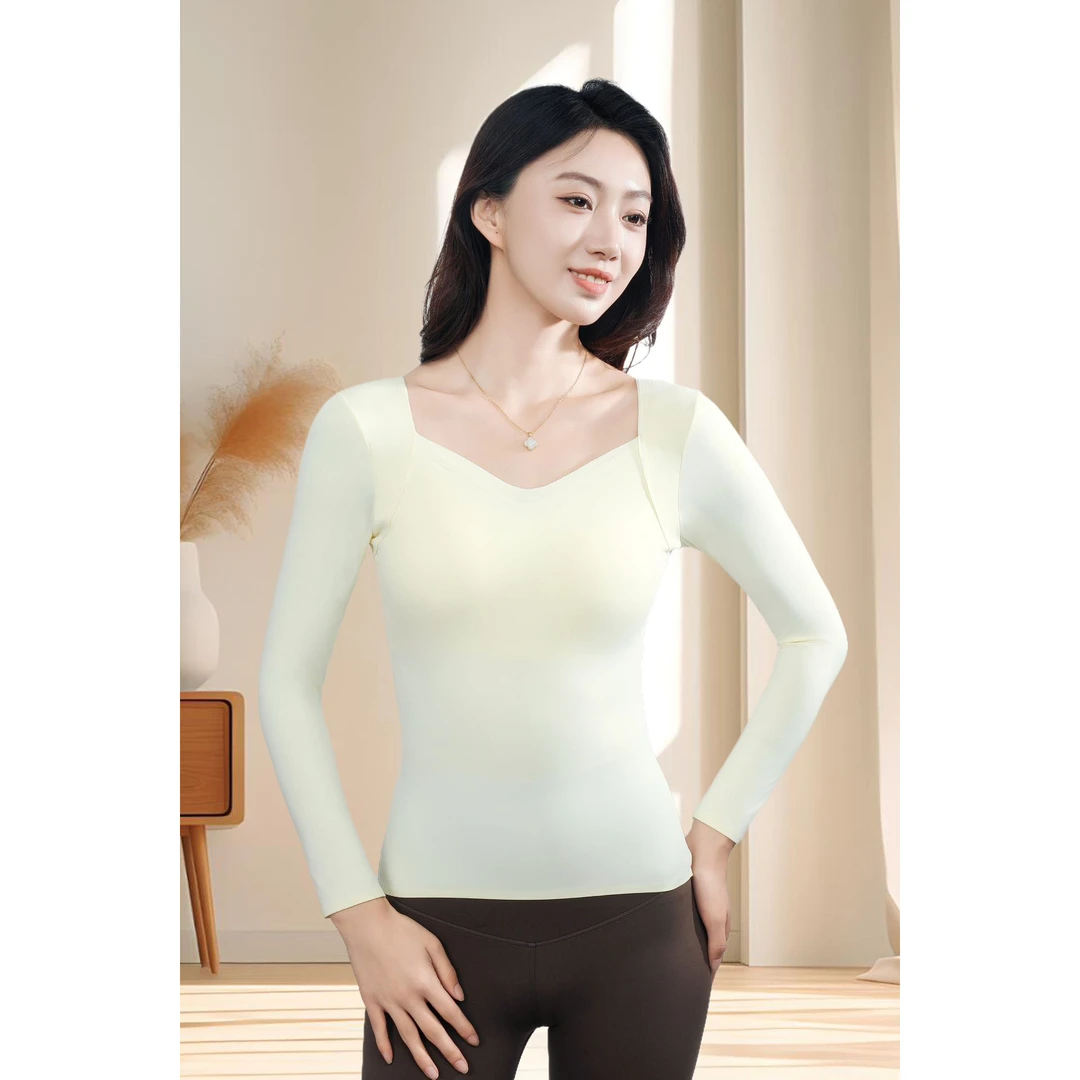 门店29&9！发热肌底衣」轻薄但暖修身不臃肿免bra打底上衣女 C24826