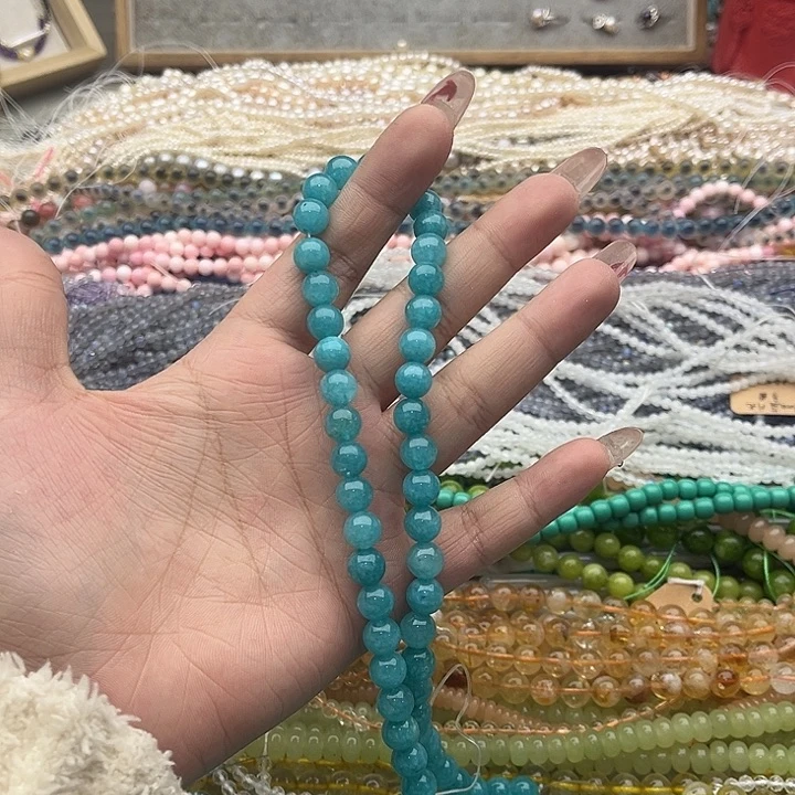 玛瑙/玉髓珠宝半成品未镶嵌一条6mm左右天河石