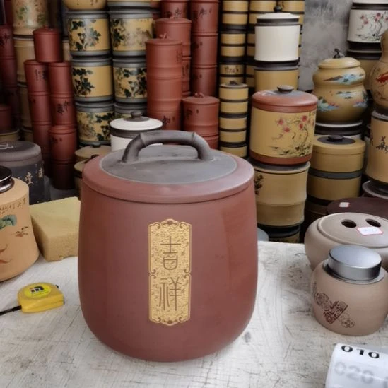 紫砂茶叶罐石瓢吉祥八饼装茶叶罐18