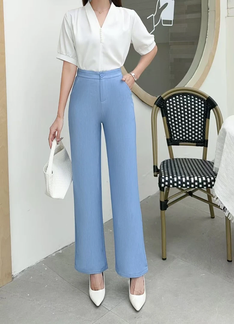 （精品福利）高腰顺滑亲肤窄版直筒显瘦长裤