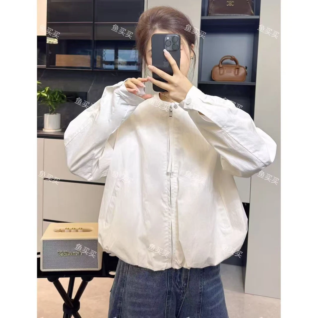 韩系圆领简约休闲显瘦短外套2025春季新款小个子宽松百搭夹克上衣