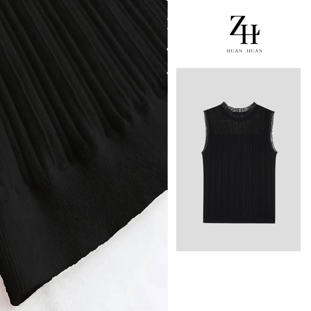 【ZH】春夏款蕾丝无袖气质宽松内搭款上衣A20529