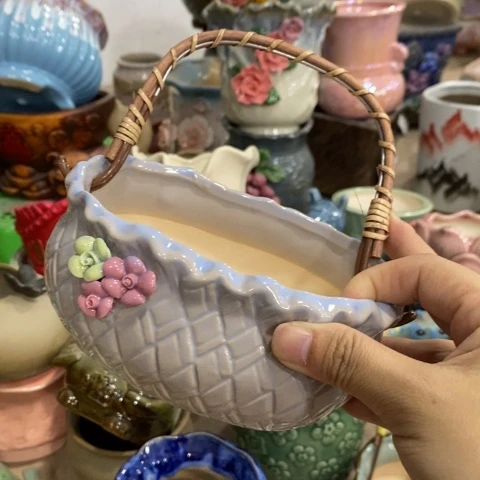 大蓝色花边篮子61331316613