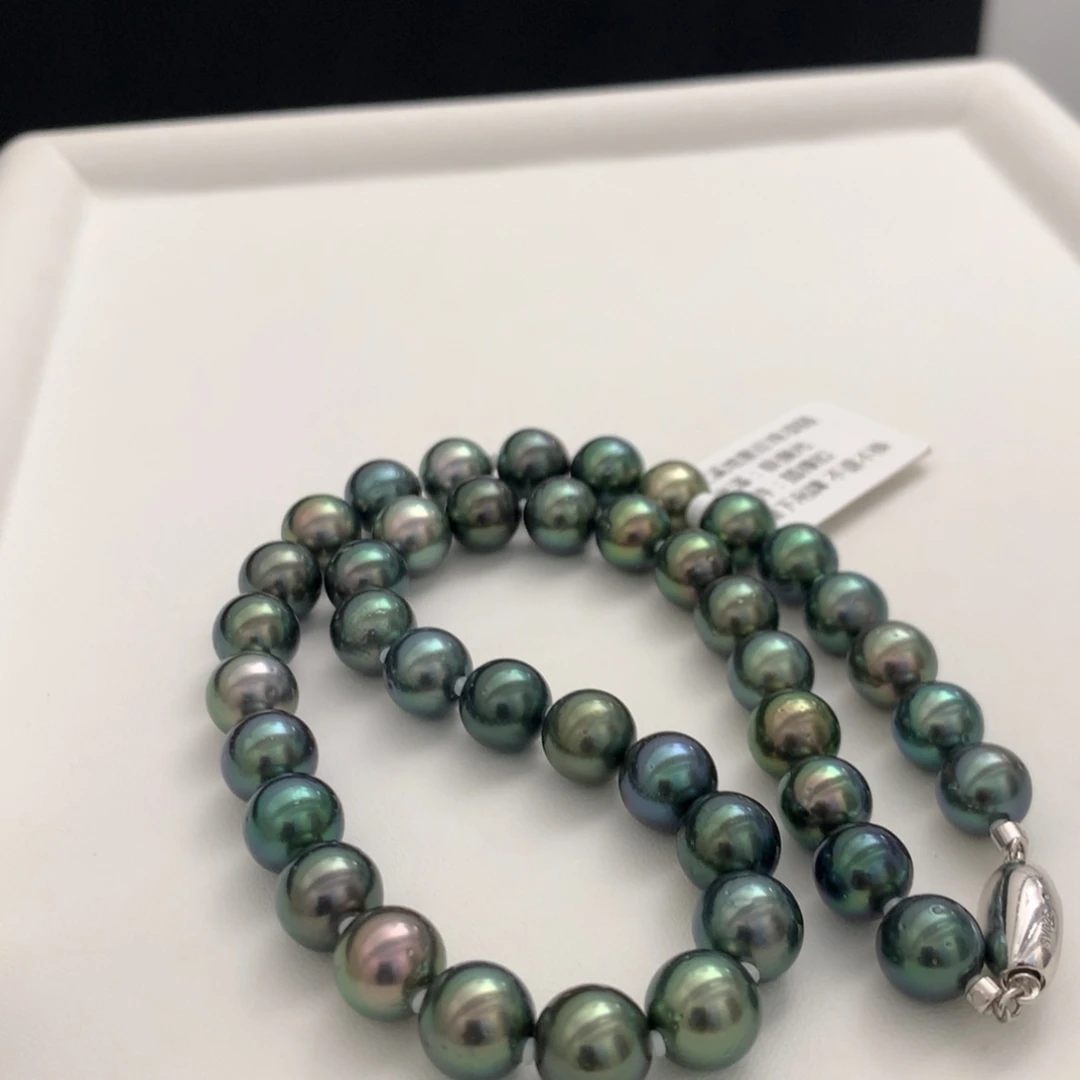 海水珍珠颈饰未镶嵌9.2-9.9mm黑珍珠项链