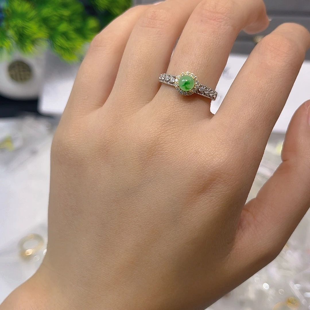 翡翠戒指银S925镶嵌我