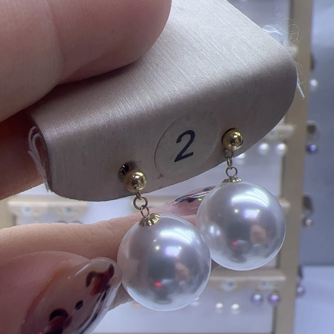 淡水珍珠耳饰18K金镶嵌