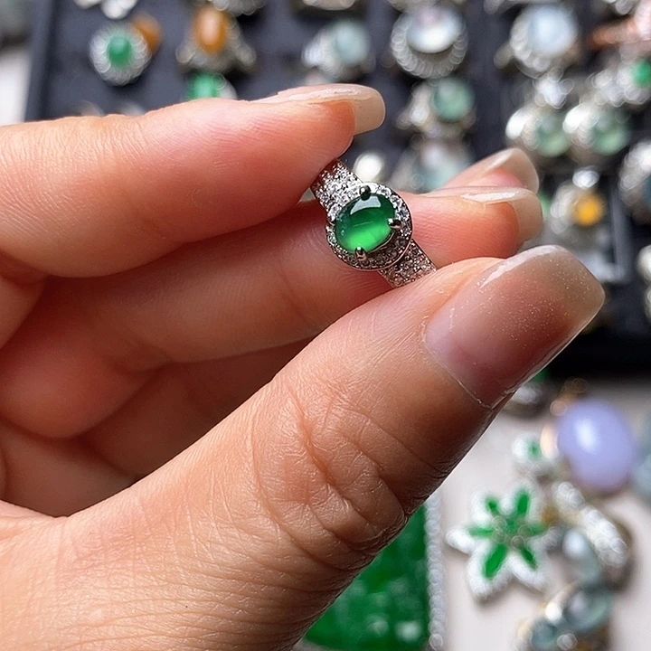 翡翠戒指未镶嵌天然危地马拉翡翠