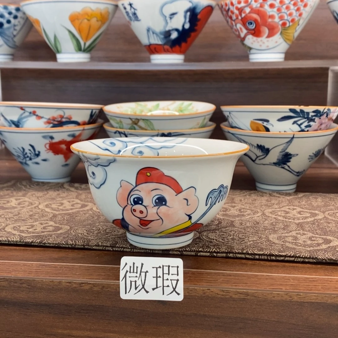 釉下彩老陶泥手工绘制