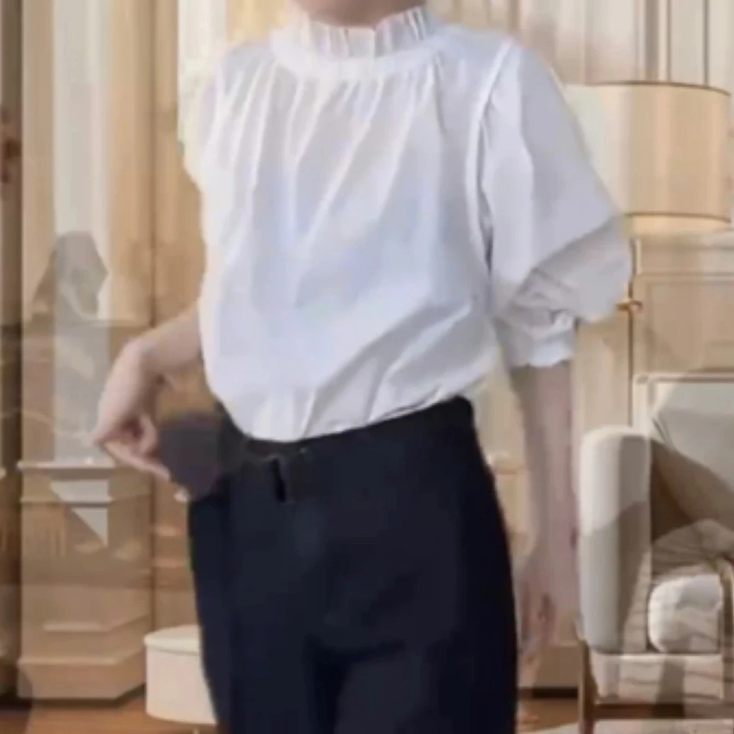 新款时尚修身显瘦气质高雅女装白色衬衫上衣