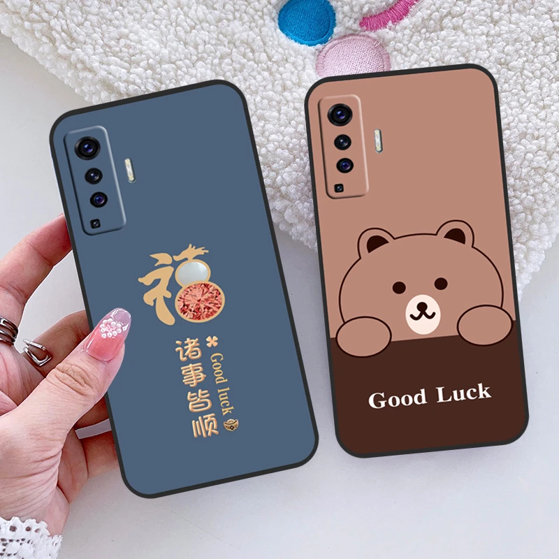 适用于vivo X50手机壳V2001A全包防摔硅胶软壳新款磨砂卡通套