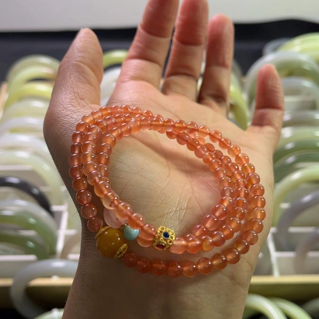 南红玛瑙三圈手链未镶嵌