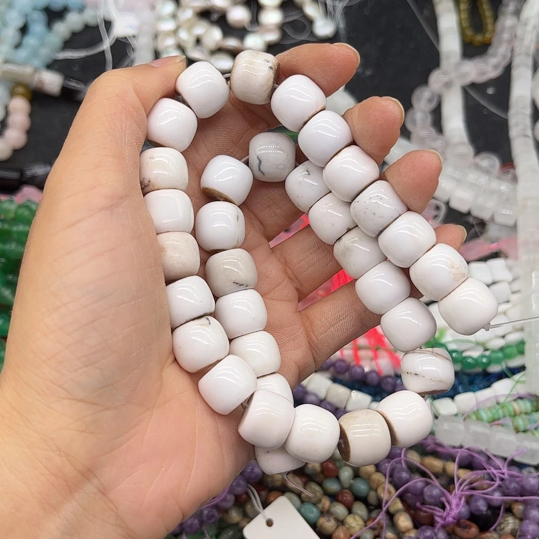 f***n玛瑙/玉髓合金珠宝半成品瓷白玛瑙12mm一条