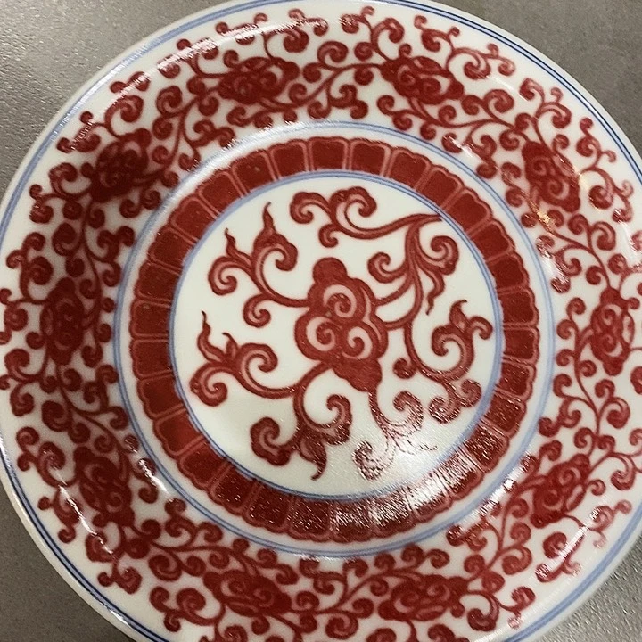 陶釉里红云问壶承