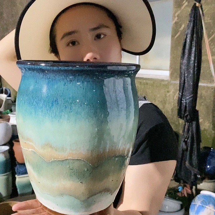 紫砂花盆瑕疵口18高22