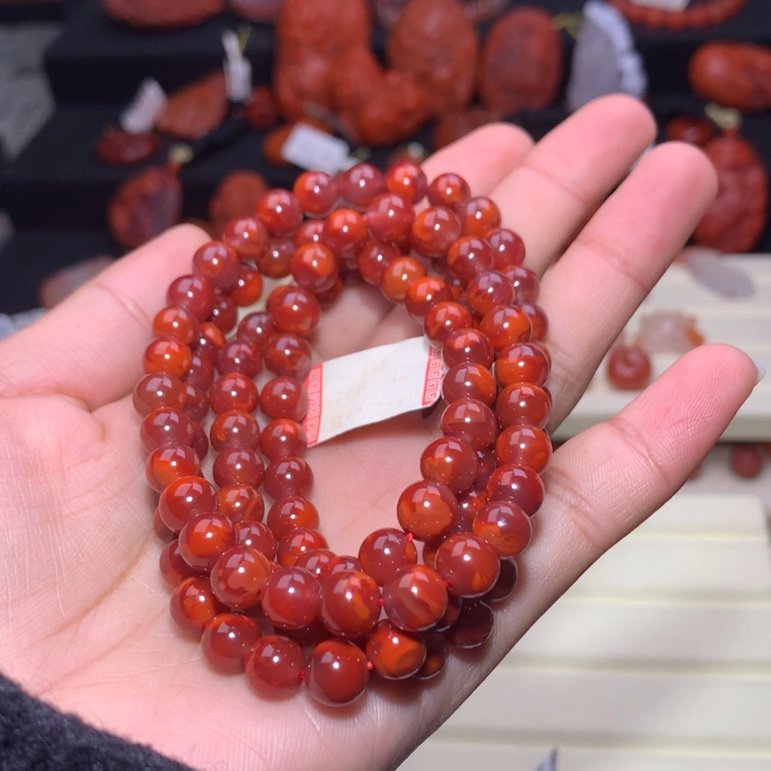 无***果南红玛瑙未镶嵌珠宝半成品火焰多圈