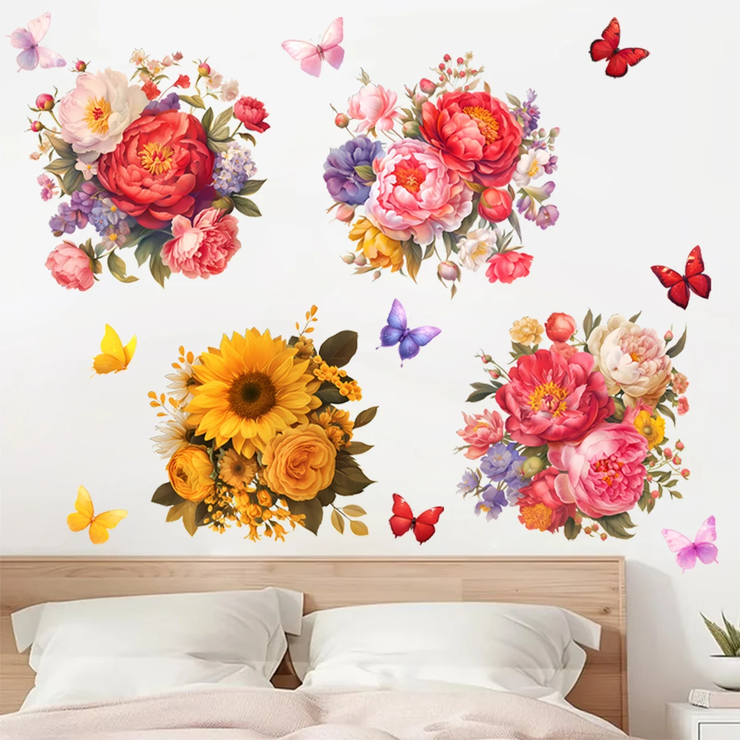 牡丹装饰贴画国色天香吉祥富贵图玄关办公室卧室装饰贴画