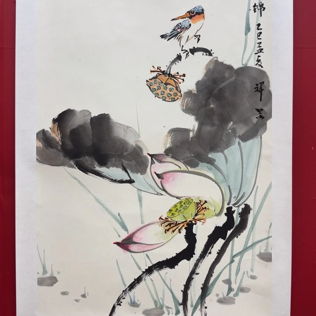 国画盛祥昆手绘荷花图