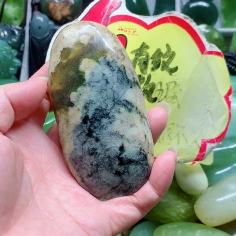 未镶嵌蛇纹石玉手把件