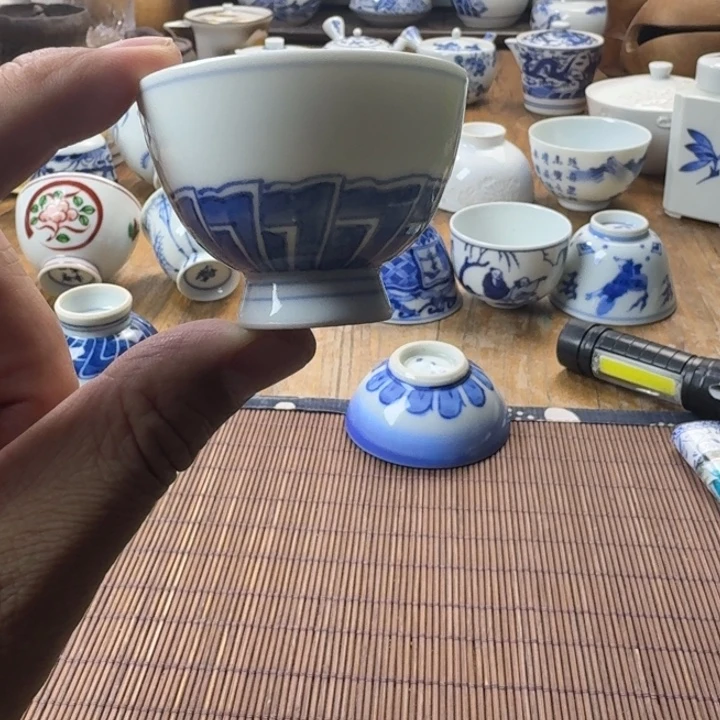 瓷片青花瓷器杯子茶具