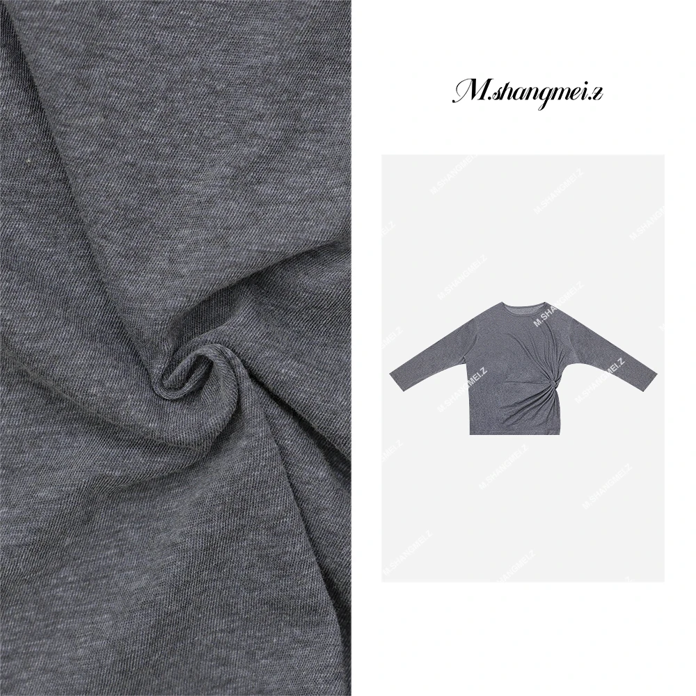 M.SHANGMEI.Z/沐熙【花苞结】美大哥舒适褶皱风圆领长袖上衣X052515