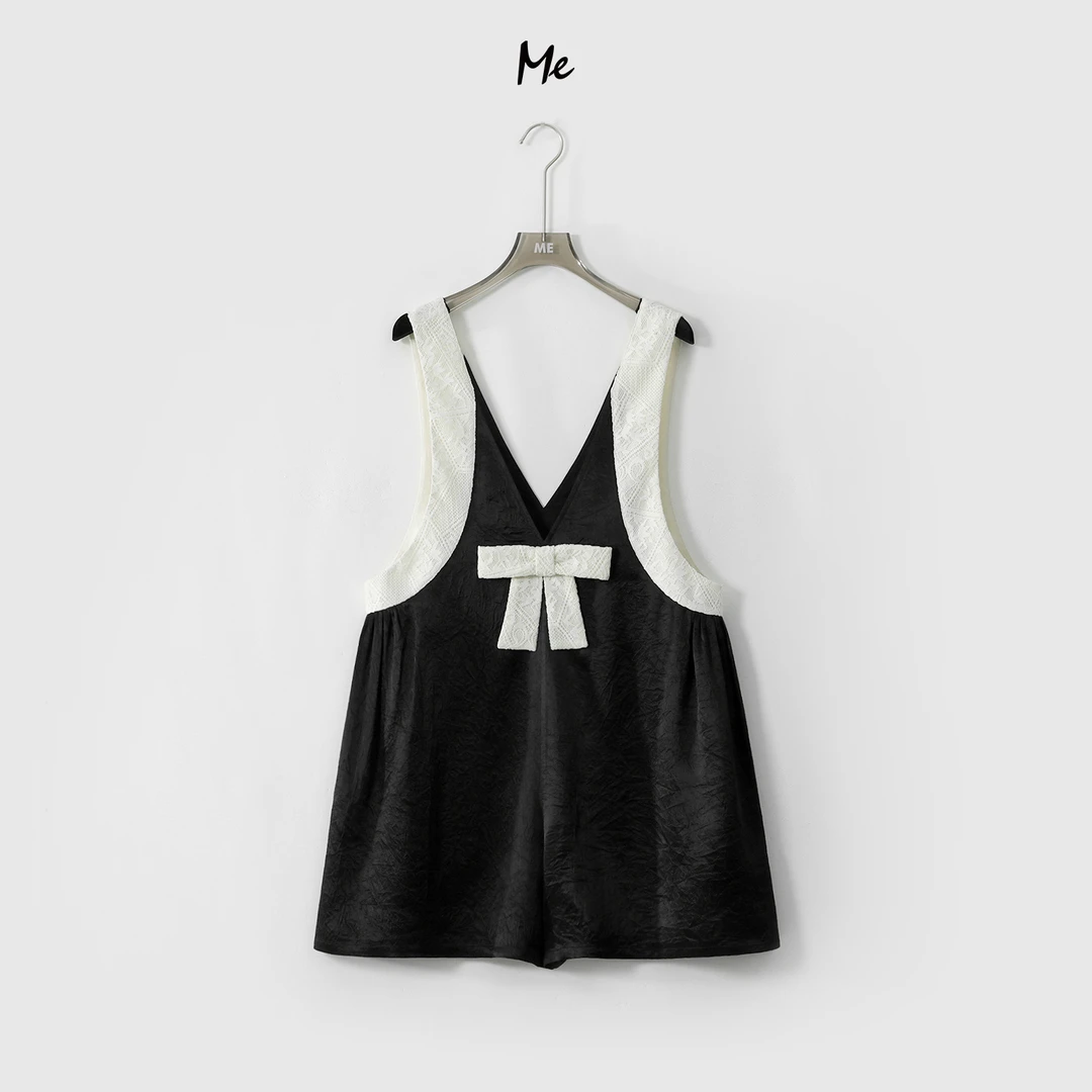 ME【蝴蝶结背带裙】蕾丝刺绣显瘦舒适时尚百搭休闲背带裤MESS5430