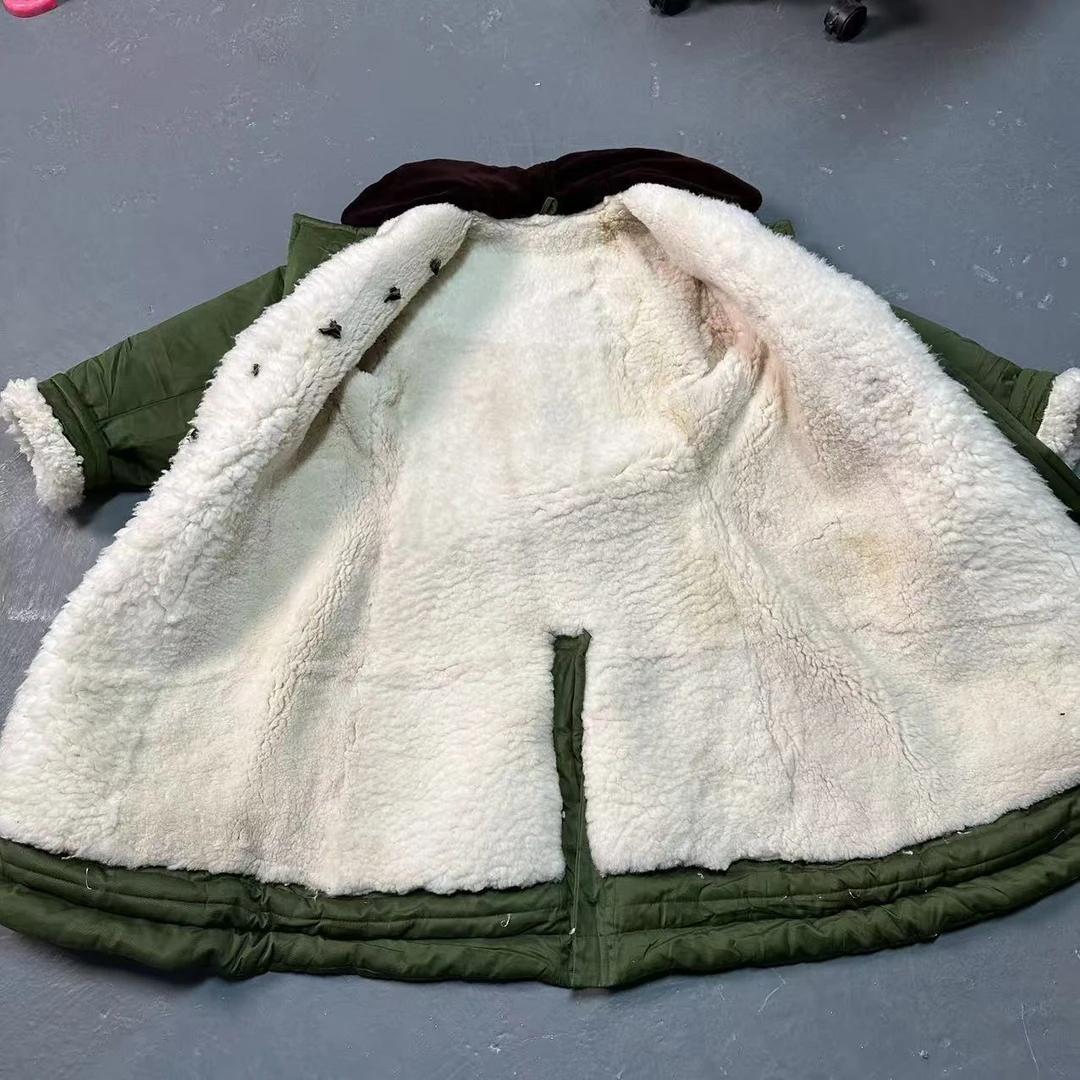 军绿色皮毛大衣女中长款羊皮毛一体保暖防寒大衣防风加厚冬季