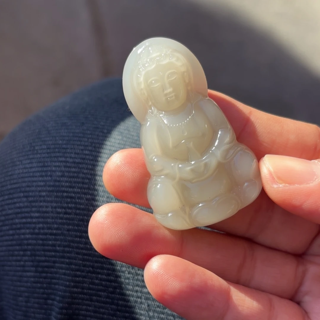 颈饰未镶嵌和田玉冰晴水观音55尺寸