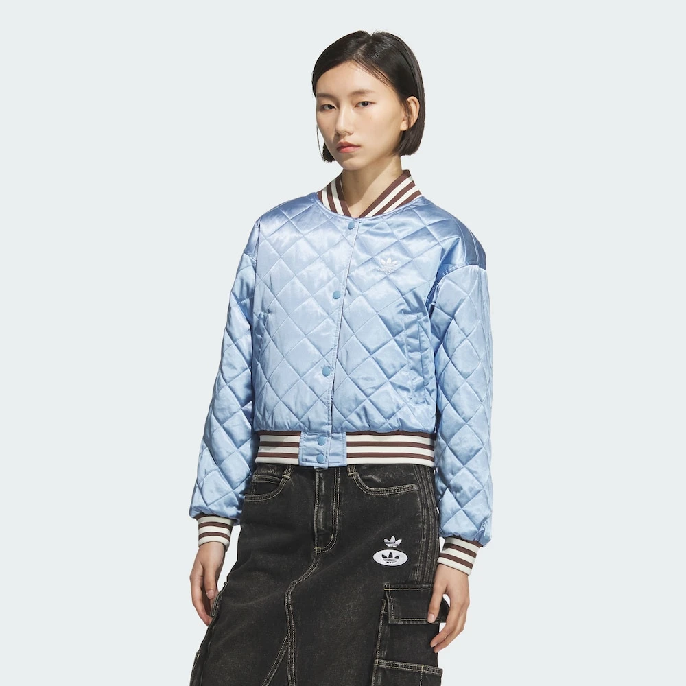 Adidas三叶草TEAM CROPPED PADDEDJACKE双面穿保暖运动棉服KC5815