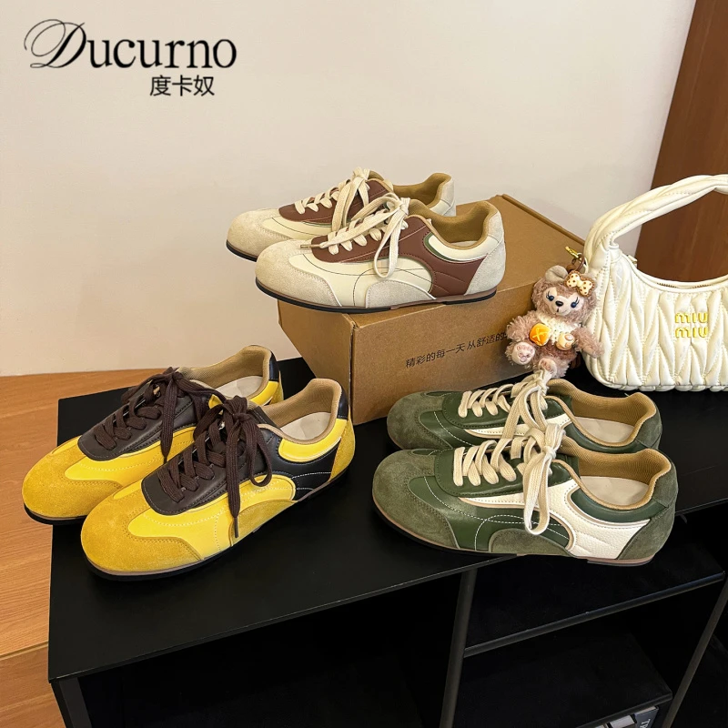 明星同款复古撞色平底德训鞋泽西风运动休闲百搭阿甘板鞋2025新款