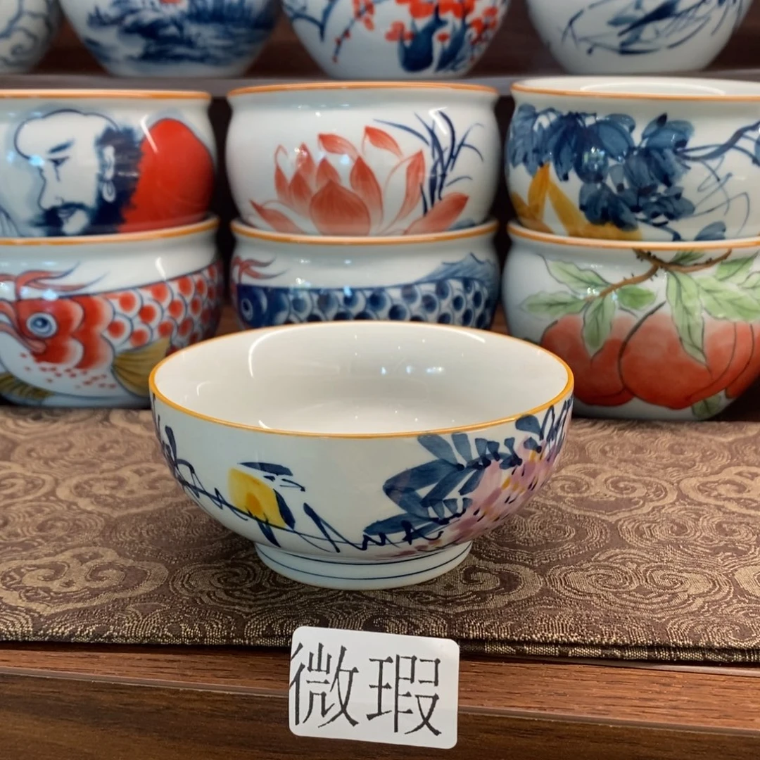 釉下手绘茶具微瑕