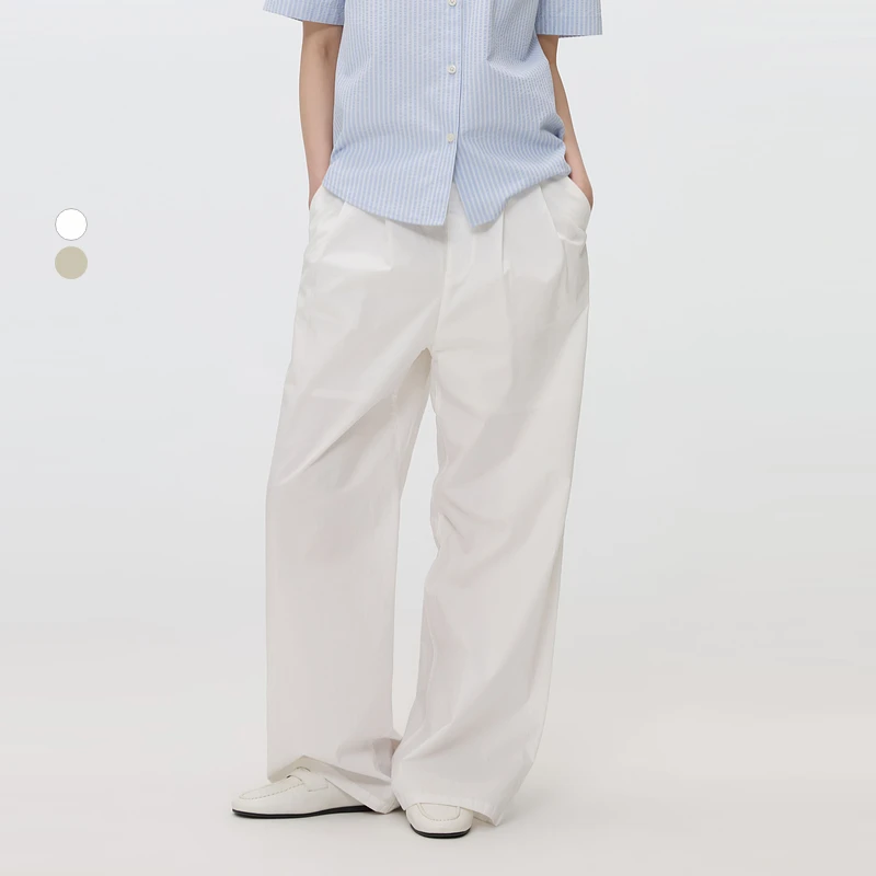 SPAO韩国同款2025夏季新款简约宽松直筒休闲阔腿裤女SPTCF24G11