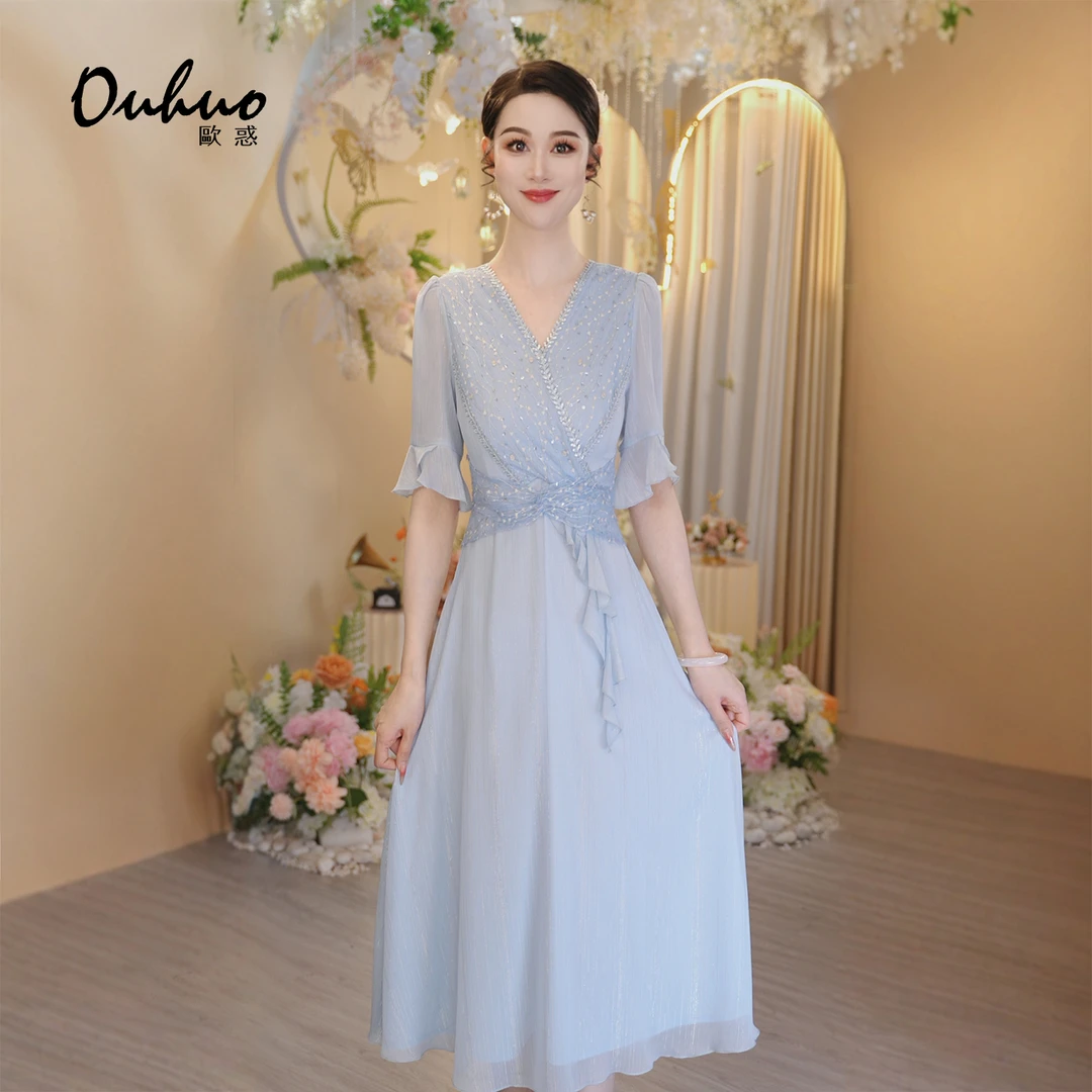 【木木定制】2025年夏季新款轻奢仙气优雅高贵宴会连衣裙OHDRI06017