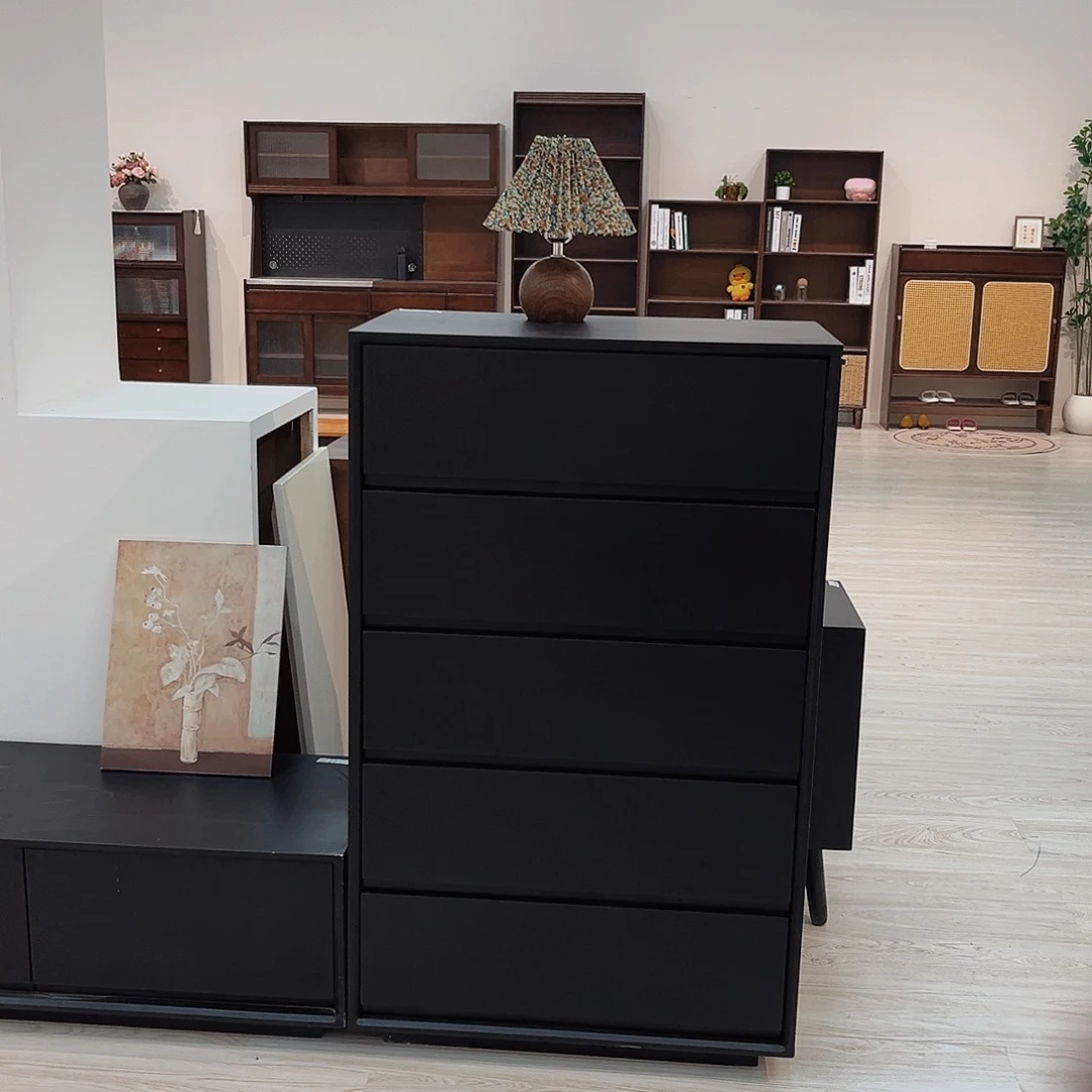木深空黑全实木五斗柜70*40*115孤品