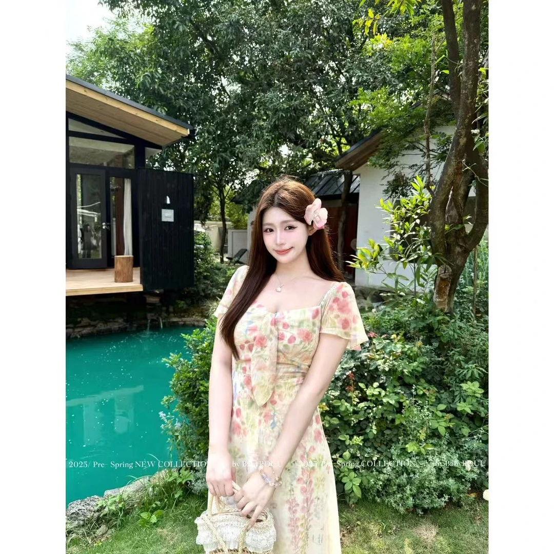 【未闻花名】温与柔法式甜美渐变碎花小众浪漫设计感气质连衣裙