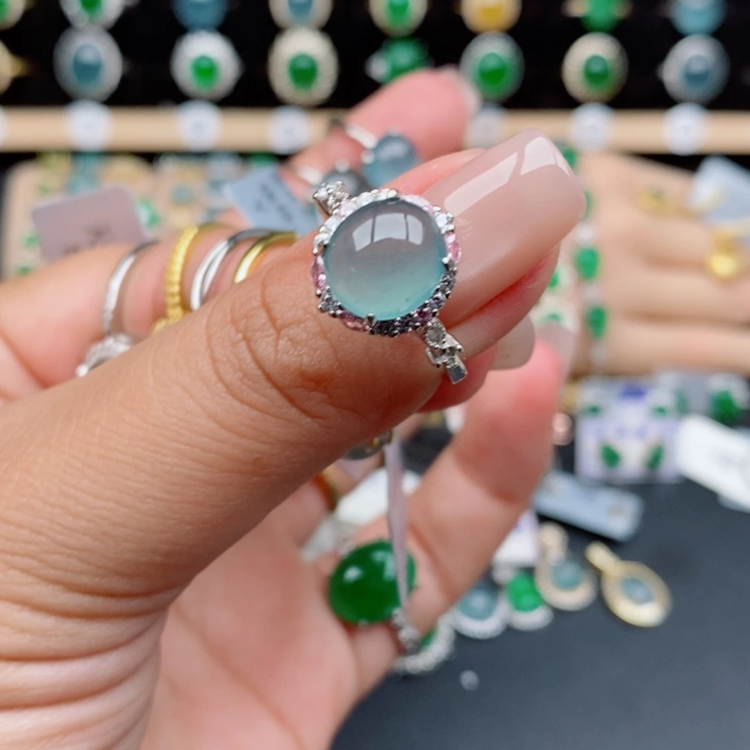 银S925镶嵌戒指翡翠2