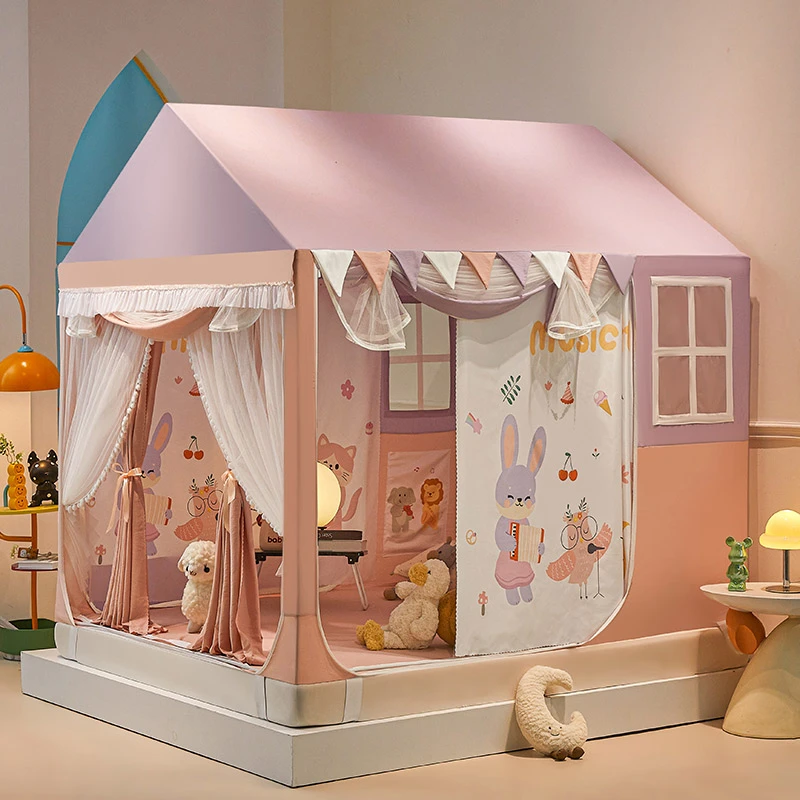 床上帐篷室内蚊帐家用2025新款公主女孩防摔婴儿童床幔床帘蒙古包