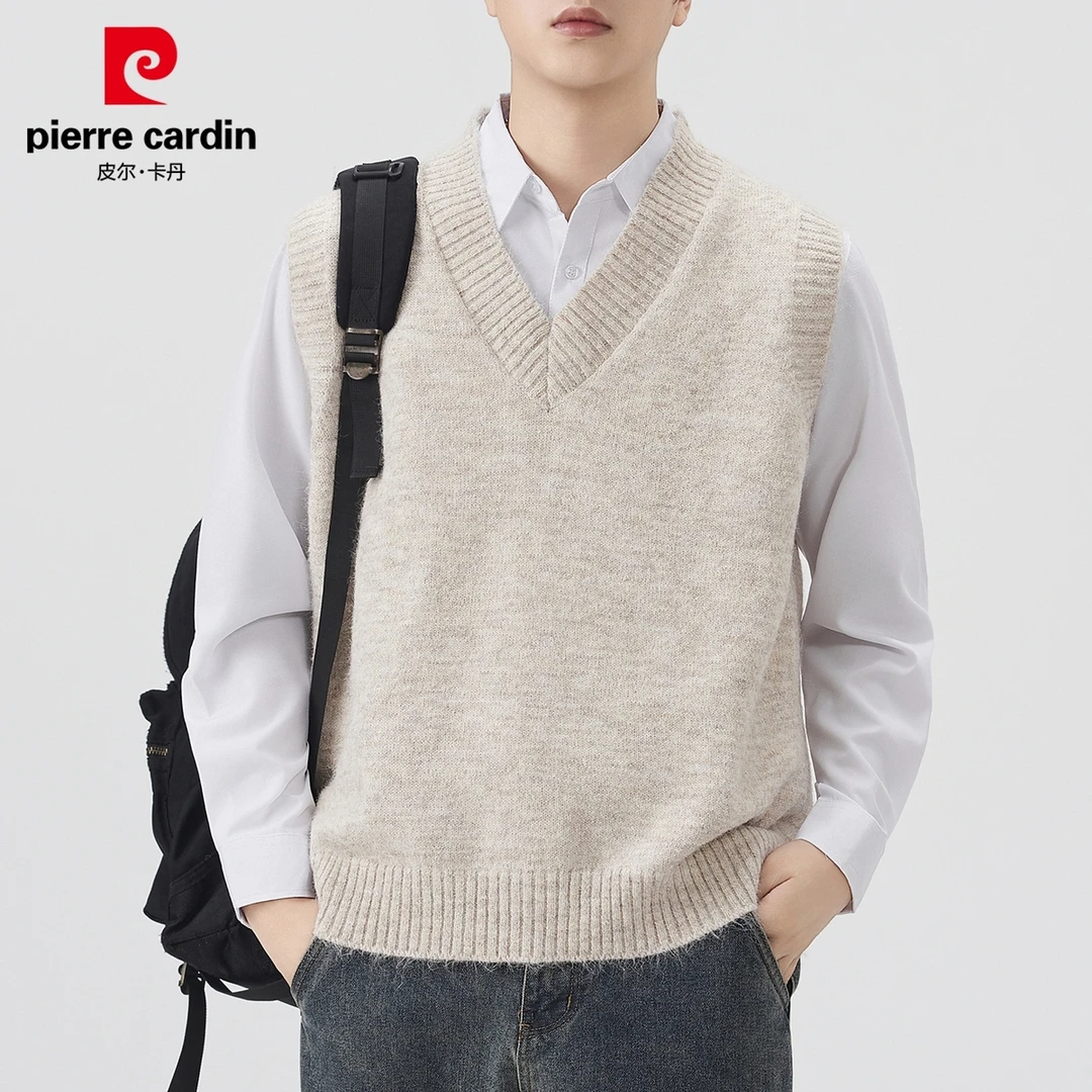 皮尔卡丹秋冬马甲毛衣男士2025新款休闲V领坎肩背心保暖针织衫男