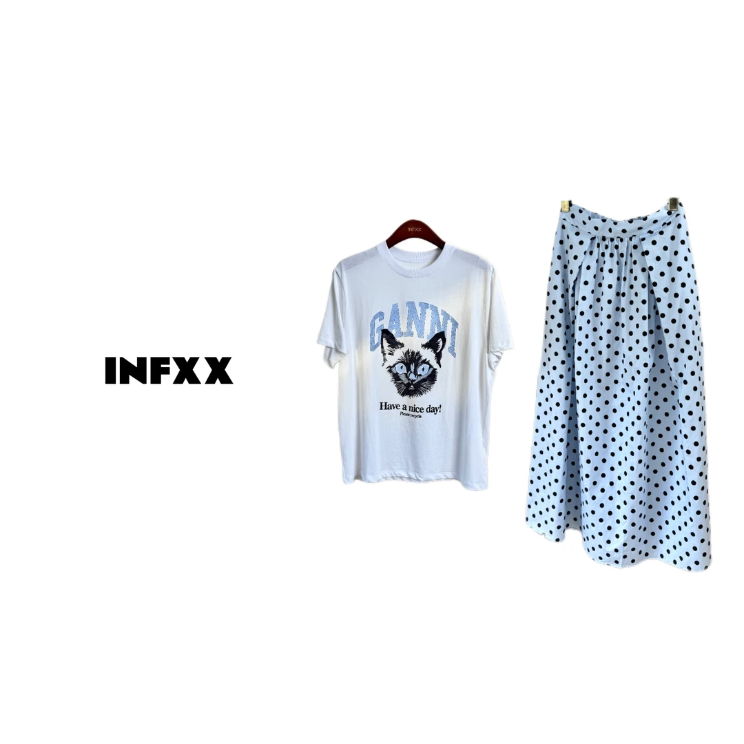 南法假日波点半裙➕小猫T套装