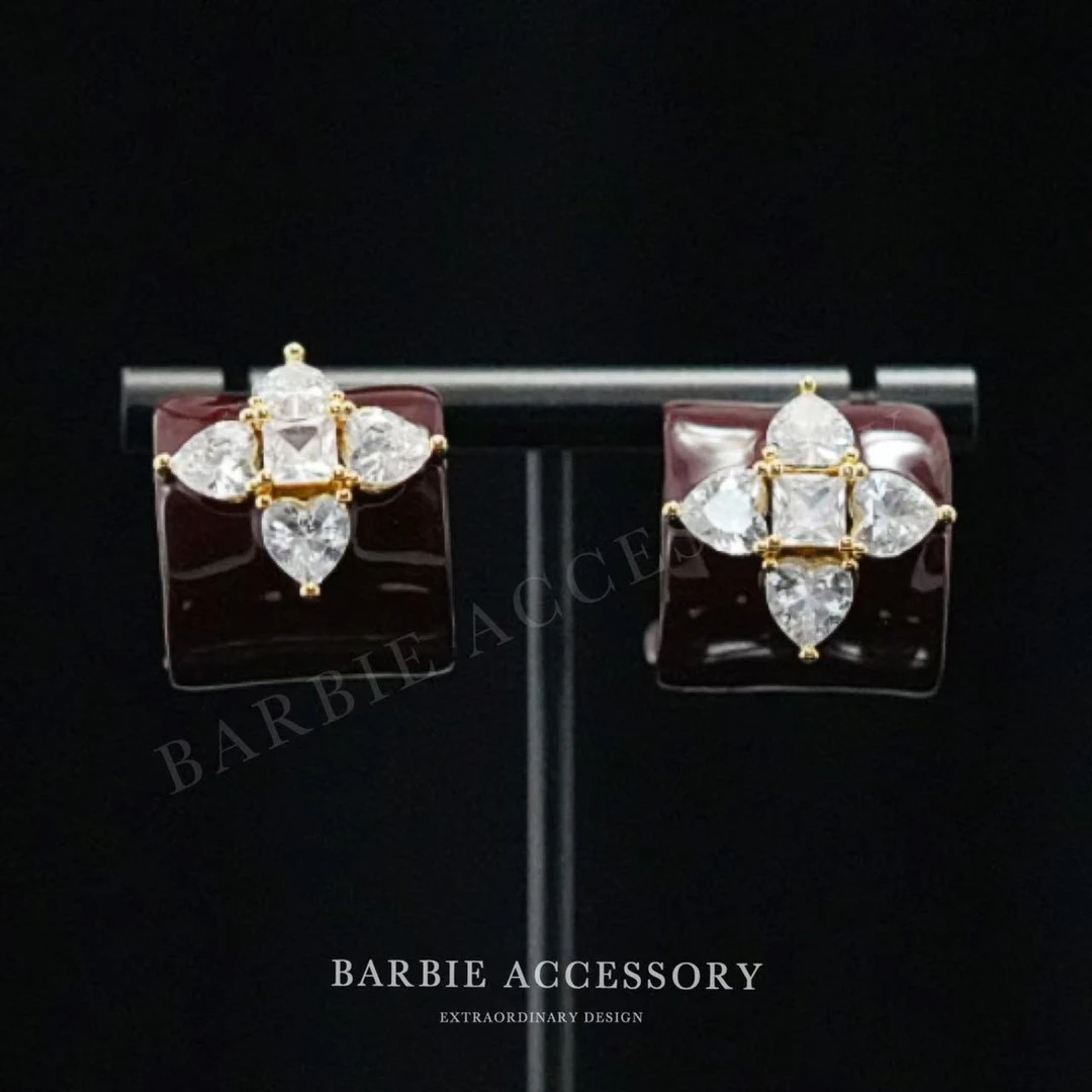 铜合金合成锆石耳饰 【闪语花境】法式设计款高级绝美百搭耳环