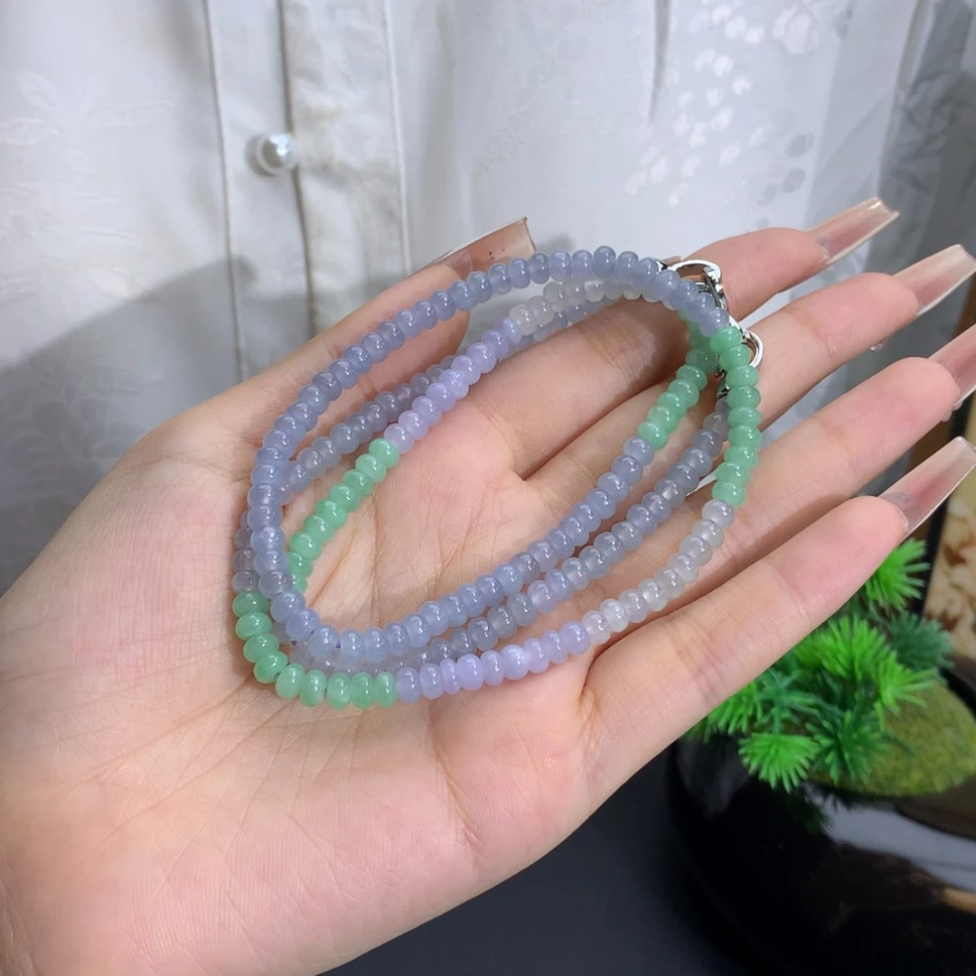 未镶嵌手串翡翠卡5.0冰润胶算盘紫绿