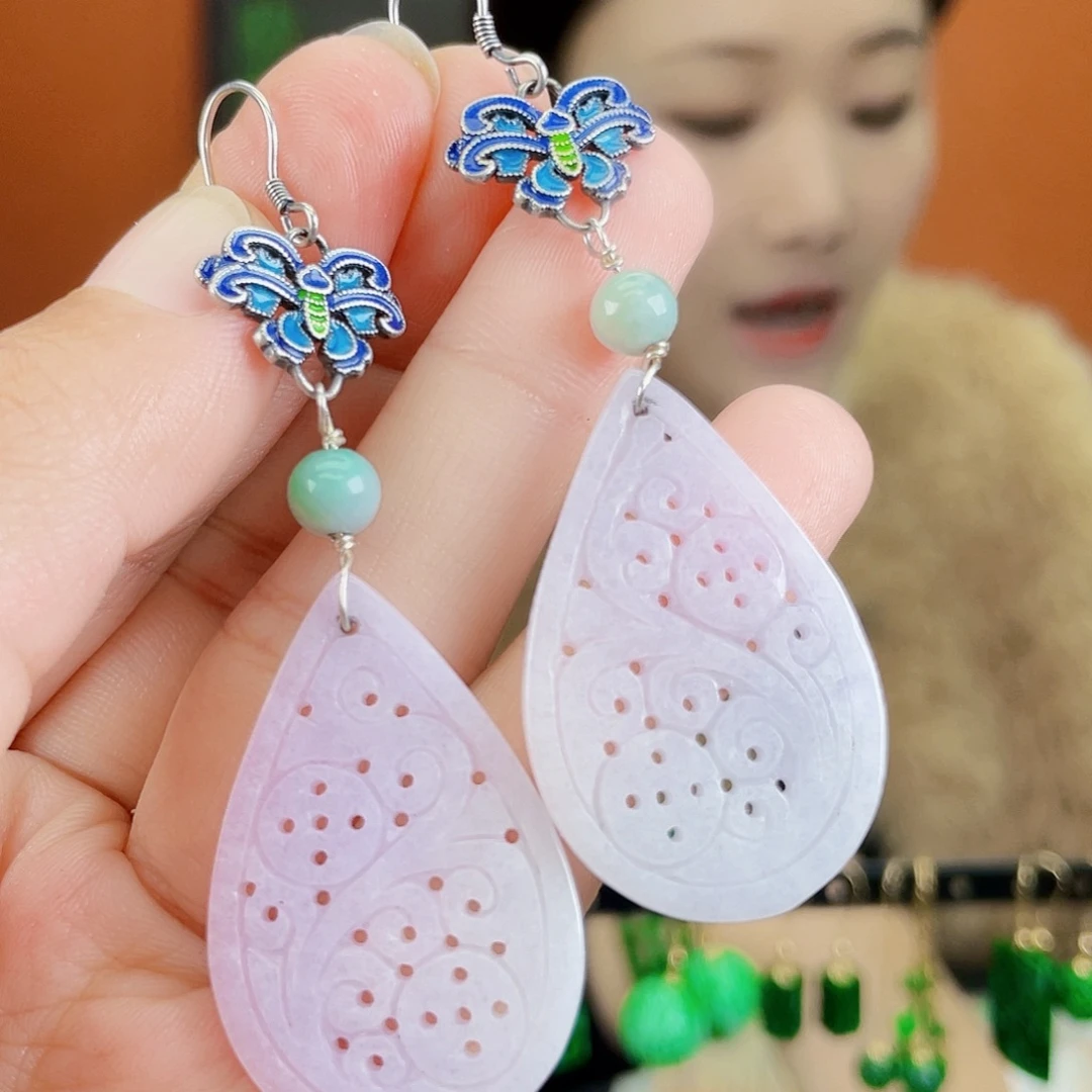 翡翠银S925镶嵌耳饰