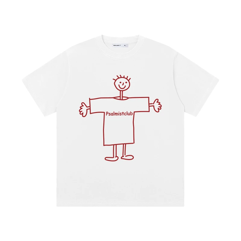 【漫画人】常规款夏季常规拉浆印花短袖T恤印花纯棉休闲宽松