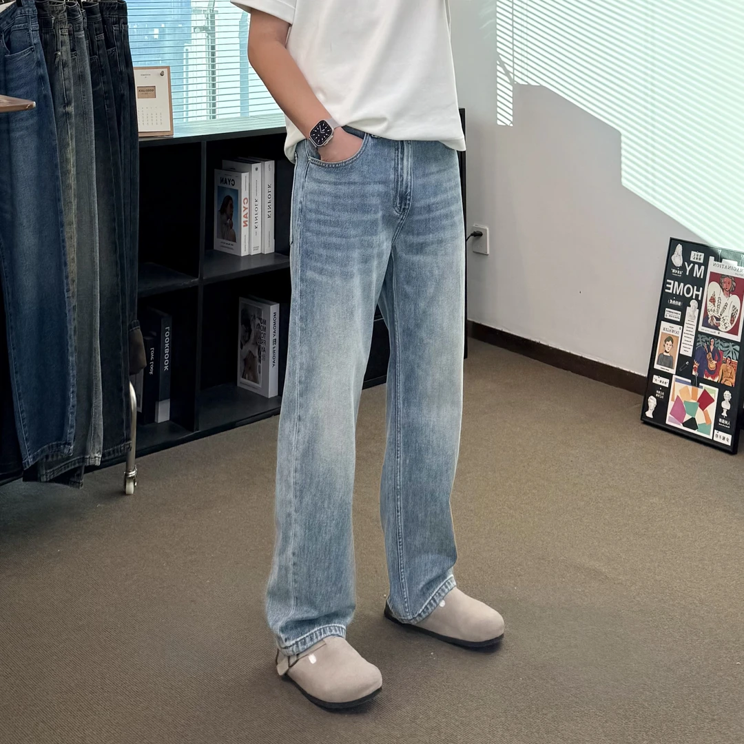 25款  浅蓝宽松直筒纯棉牛仔裤  美式高街休闲百搭显瘦