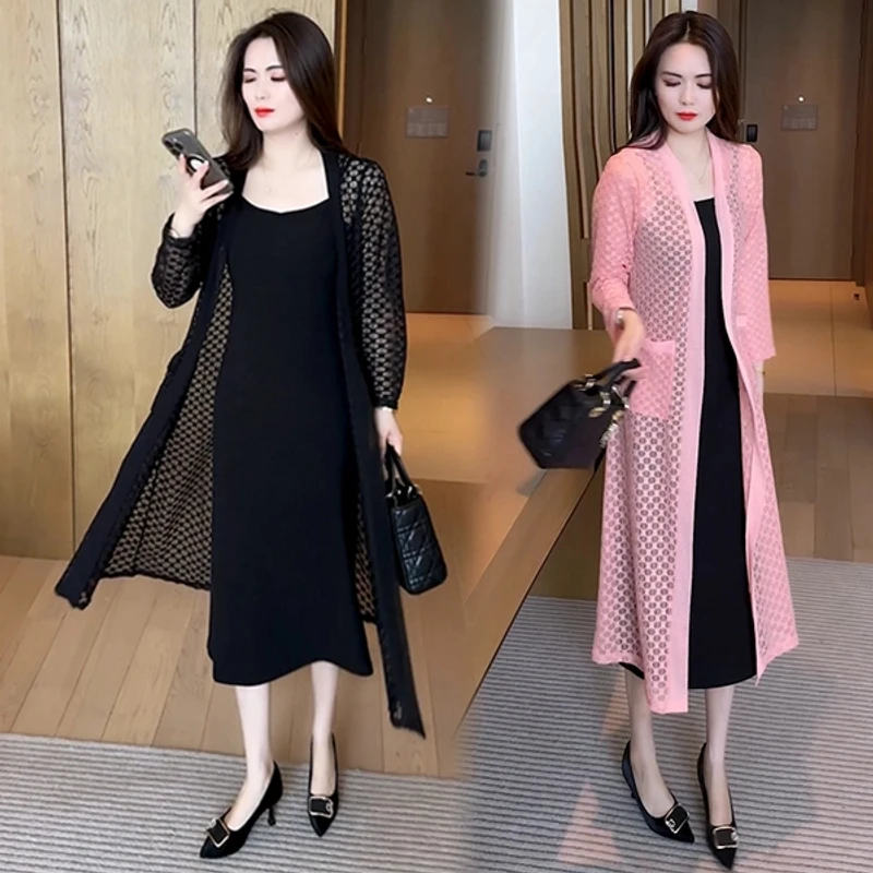 外套镂空中长款防晒纯色蕾丝外披薄款时尚减龄气质女神披肩大码